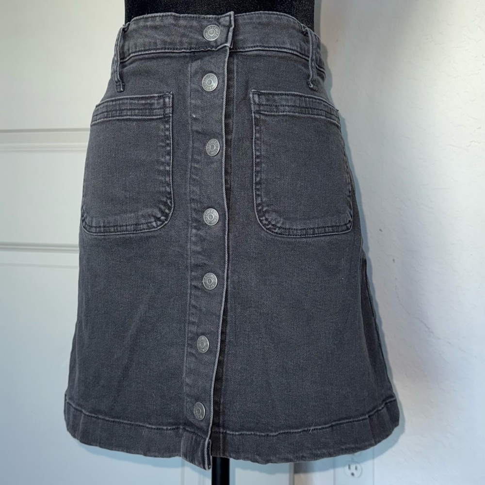 Madewell Charcoal Button-Front A-Line Skirt
